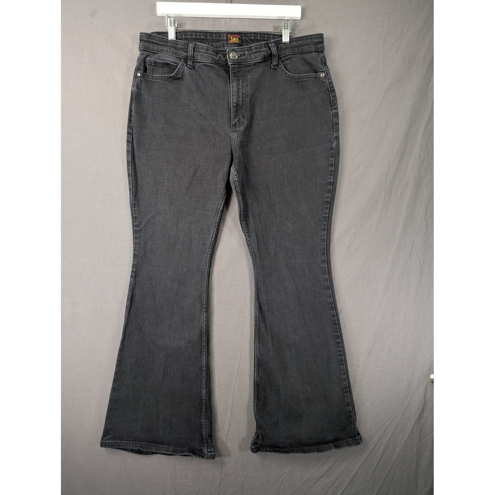 Lee‎ Womens Flare Jeans Black High Rise Stretch Denim Size 18M